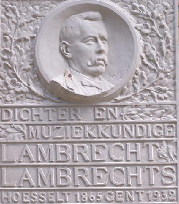 Memorial plaque Lambrecht Lambrechts  - Kunstlaan, Gent, Belgium