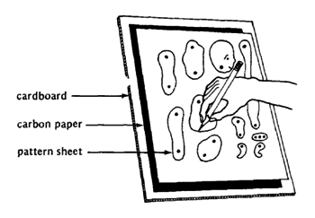 Trace the patterns of different pieces.