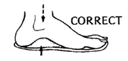 The thickest part of an insole should be directly under the ankle bone, just in front of the heel.