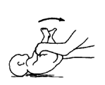 Curl up the child in a 'ball' and slowly roll his hips and legs to side.