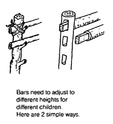 Bars need to adjust to different heights for different children. Here are 2 simple ways