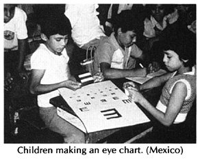 Children making an eye chart