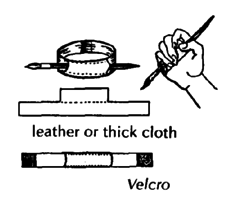 Leather or thick cloth (Velcro)