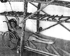 She enjoyed the attempt to move from her wheelchair to a bed by herself.