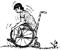 Front-wheel-drive wheelchairs are of limited usefulness, particularly in rough, sandy, or uneven terrain.