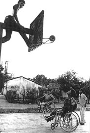 Playing wheelchair basketball!